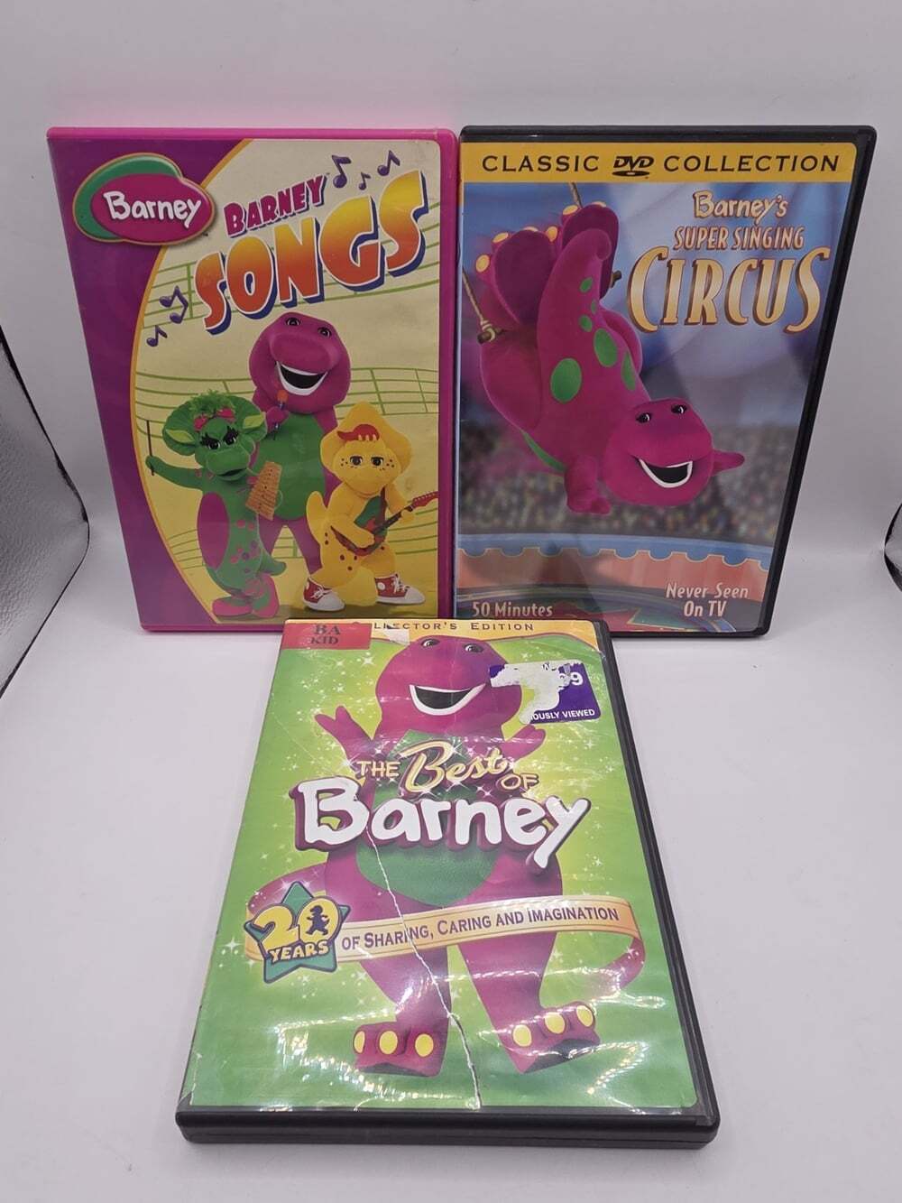 3 Vintage Barney Dvds Super Singing Circus Barney Songs Best of Barney